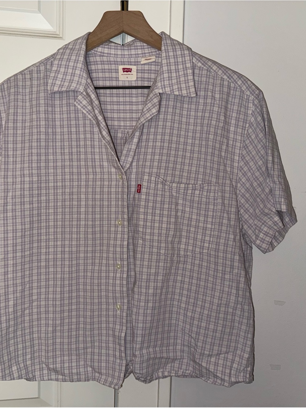 Levi's Women’s Lavender Check Short-Sleeve Button-Up Shirt